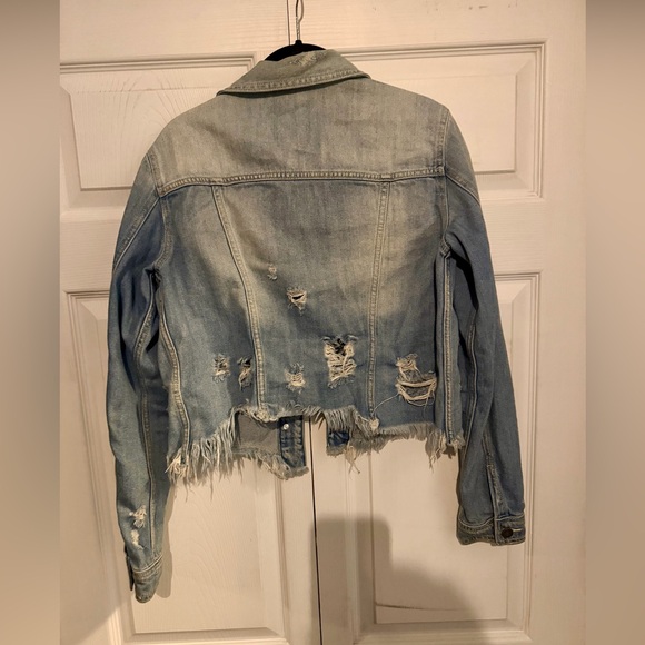 HIDDEN JEANS Frayed hem denim Blue Women's Jacket - Picture 9 of 10